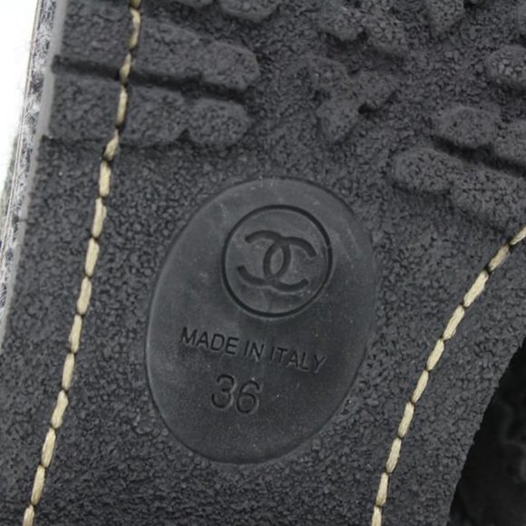 Chanel Size 36 CC Logo Tweed Combat Boots 40cz413s - Picture 9 of 12